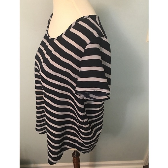 Women’s Navy Blue and White Striped Shirt - Picture 2 of 4